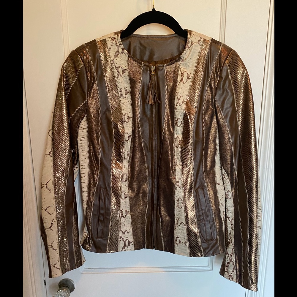 Leather zip front jacket by Chi